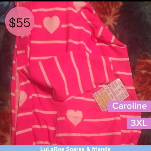 LuLuRoe Caroline Cardigan pink with hearts - Picture 2 of 6